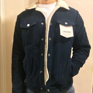 Denim & Flower Corduroy Sherpa Trucker Jacket